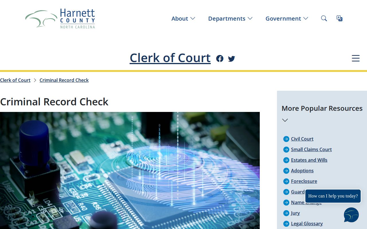Harnett County Clerk public-terminal and certified record inquiry information